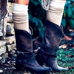 FreeBird By Steven Pikes Mid Calf Black Leather Boots